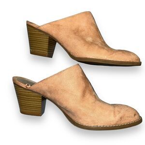 Old Navy Womens High Heeled Mule Bootie Slip On Faux Leather Suede Pink Size 7